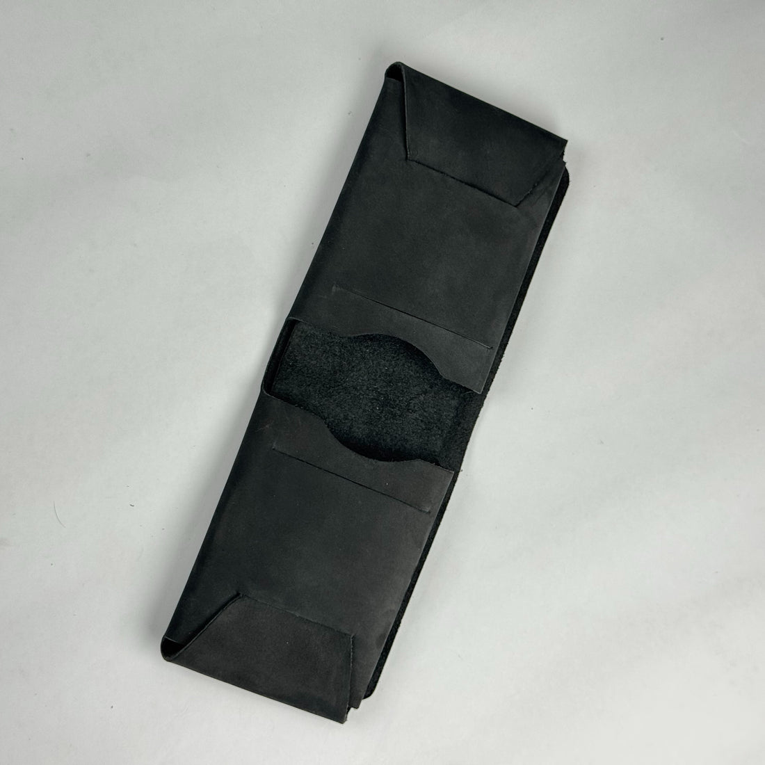 Unstitched Matte Grey Black Leather Wallet