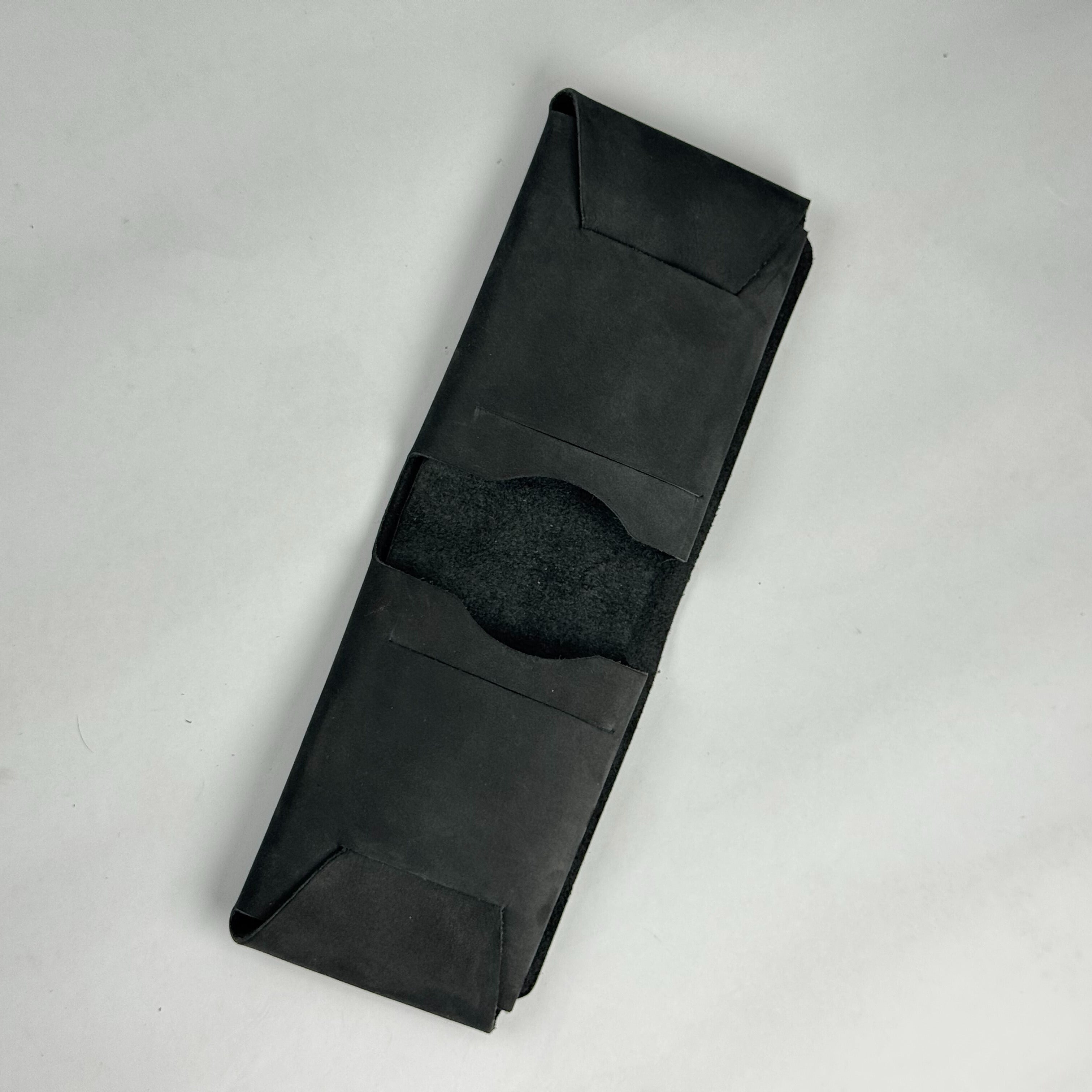 Unstitched Matte Grey Black Leather Wallet