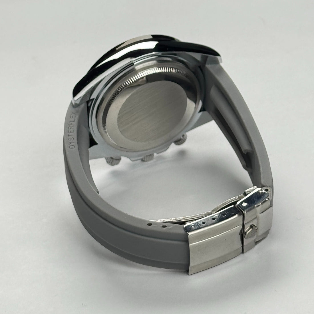 RLX Daytona Silver Dial Chronograph Sports Watch – Grey Rubber Strap