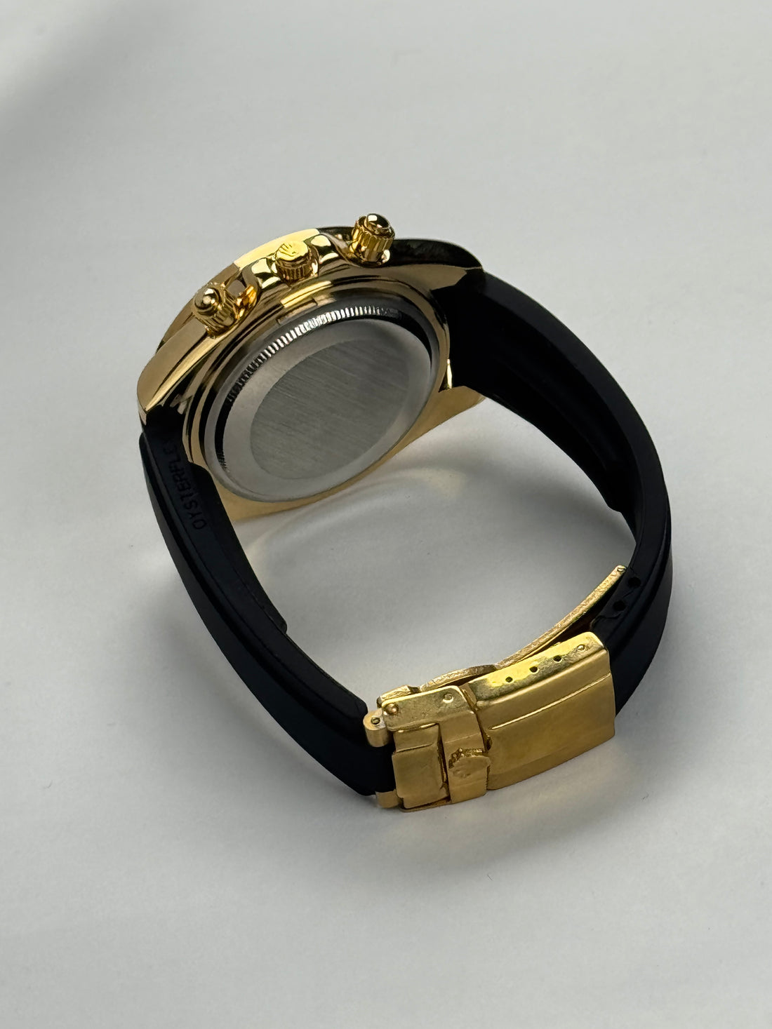 RLX Daytona Gold Chronograph Sports Watch – Black Rubber Strap